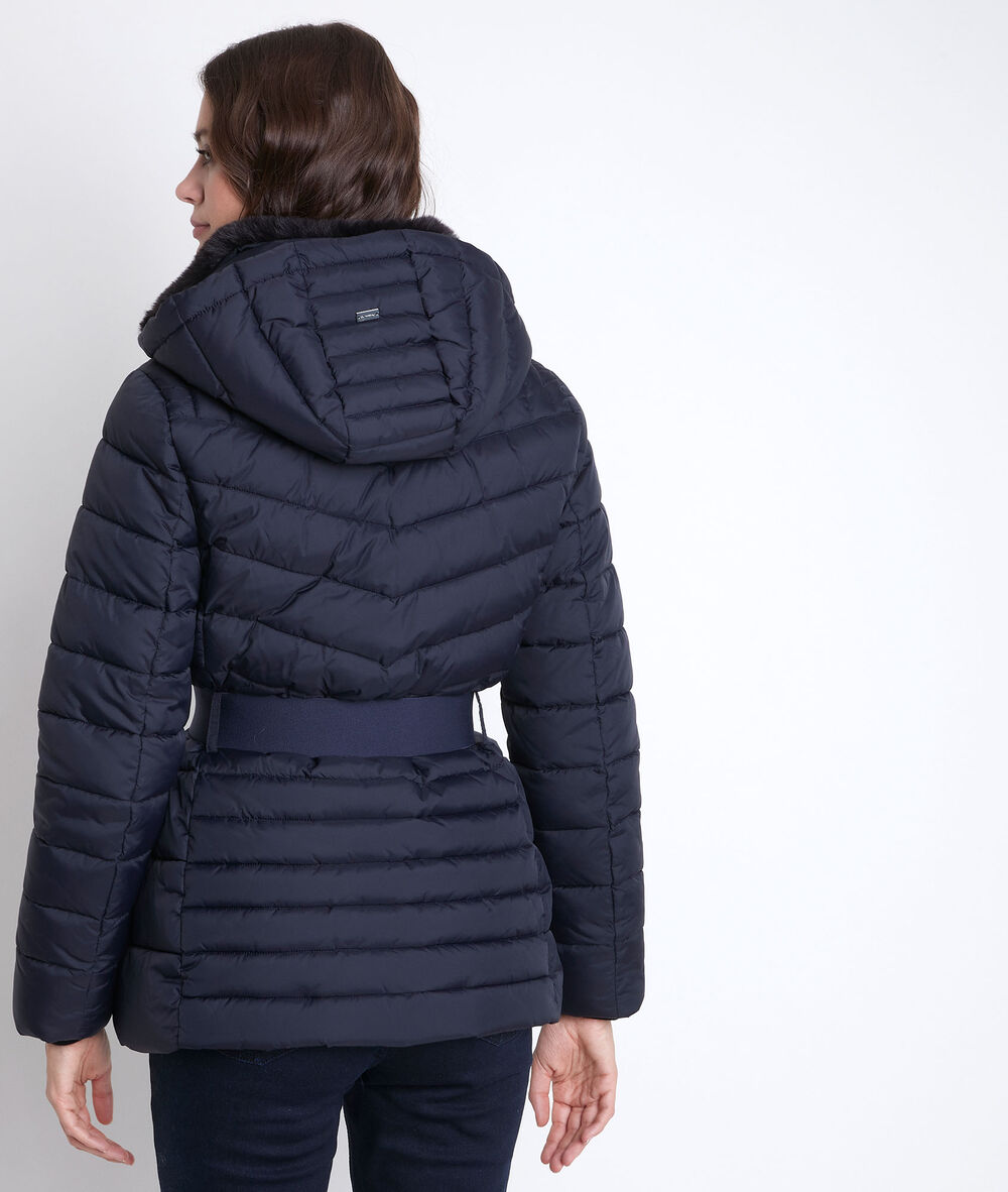 Doudoune en polyamide recyclé 3/4 bakori marine.