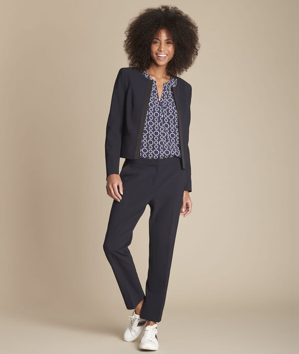 Pantalon de tailleur marine et sa bande latérale Suzanne | 1-2-3 Pantalon de tailleur marine et sa bande latérale Suzanne PhotoZ | 1-2-3