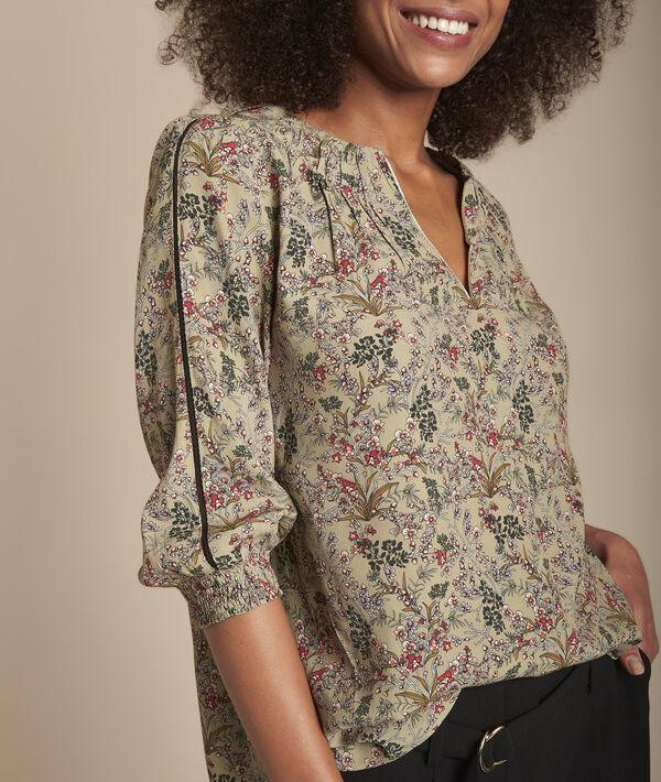 Khakifarbene Bluse mit Blumenprint Mina | 1-2-3 Khakifarbene Bluse mit Blumenprint Mina PhotoZ | 1-2-3