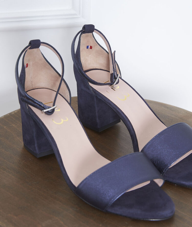 Sandales ouvertes bleues en cuir khloe marine.