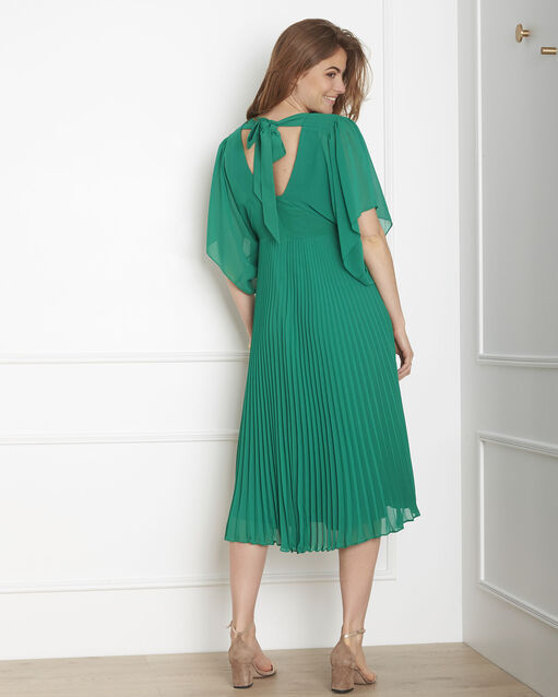 Robe verte plissée nœud dos hedwige lichen.