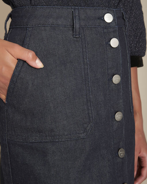 Jupe taille haute denim kriss celadon.