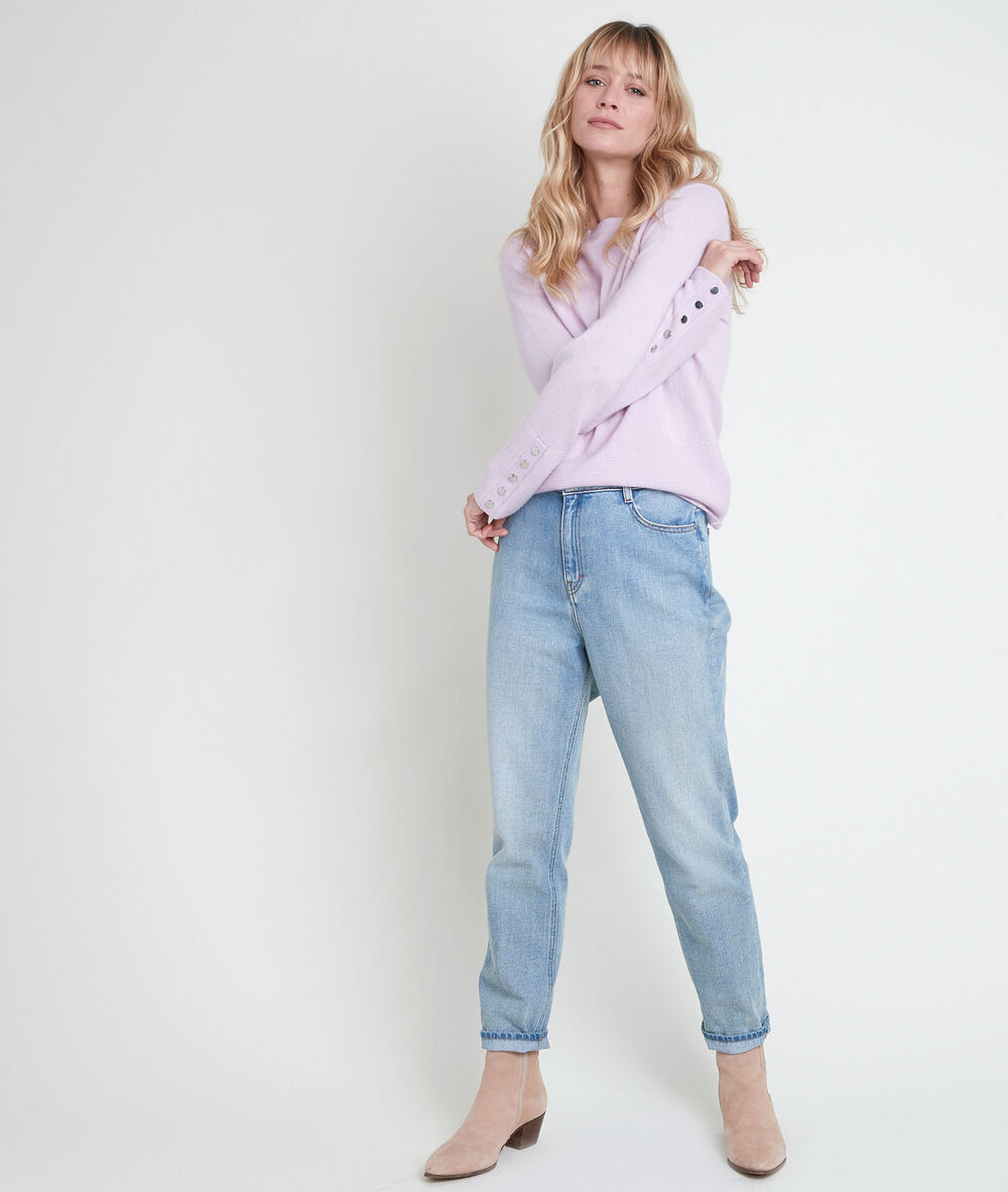 Pull en cachemire mauve river mauve pale.