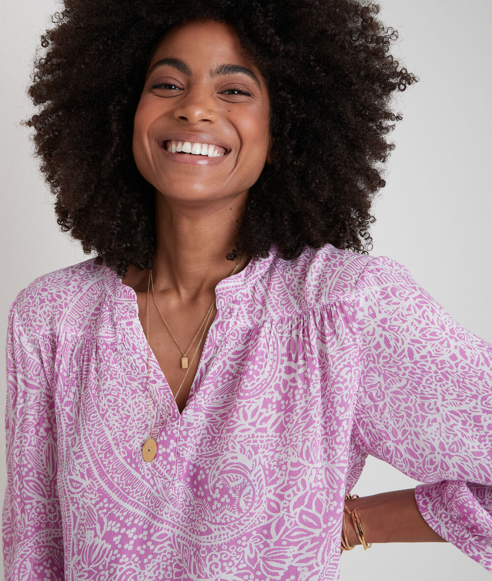 Blouse imprimée rose et blanche elsa mauve.