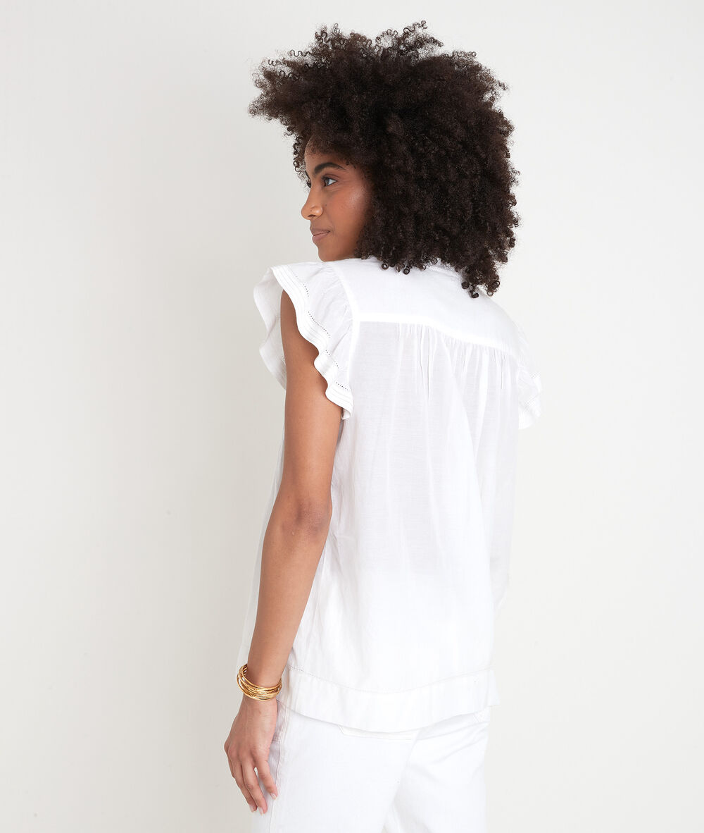 Blouse romantique brodée blanche ambre ecru.