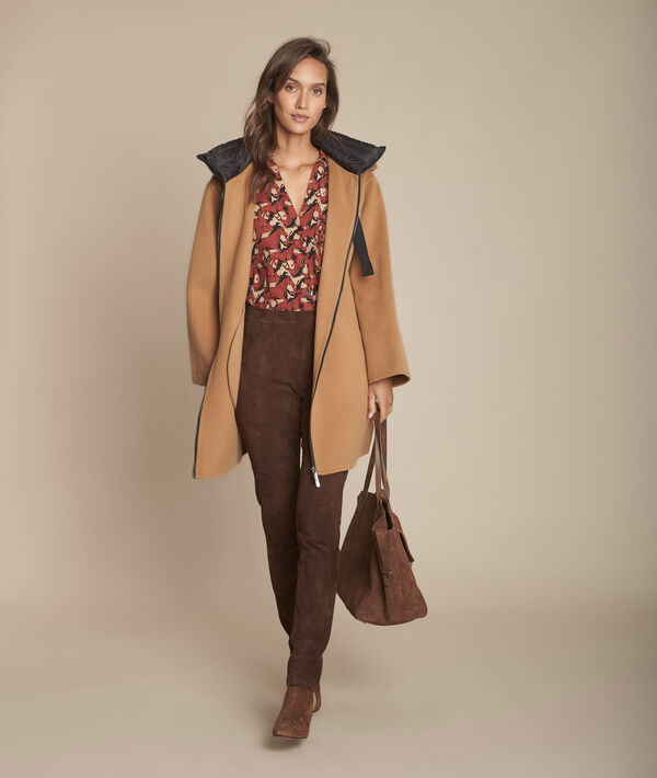 Pantalon legging marron en cuir velours Elsa | 1-2-3 Pantalon legging marron en cuir velours Elsa PhotoZ | 1-2-3