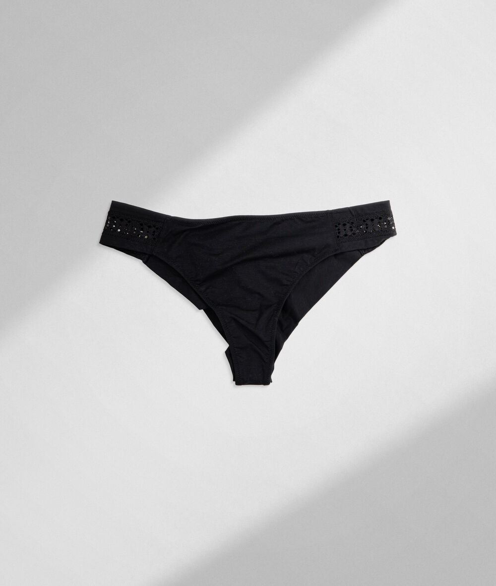 Tanga en pur coton responsable noir ninon noir.
