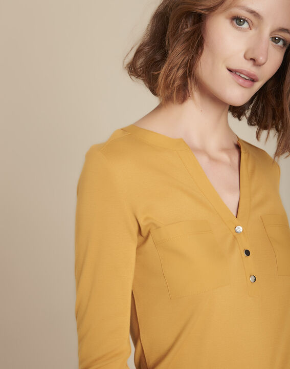 Tee-shirt ambre col tunisien Cleo | 1-2-3 Tee-shirt ambre col tunisien Cleo PhotoZ | 1-2-3