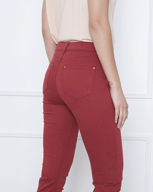 Jean grenat 7/8e slim satin de coton vendome grenat.