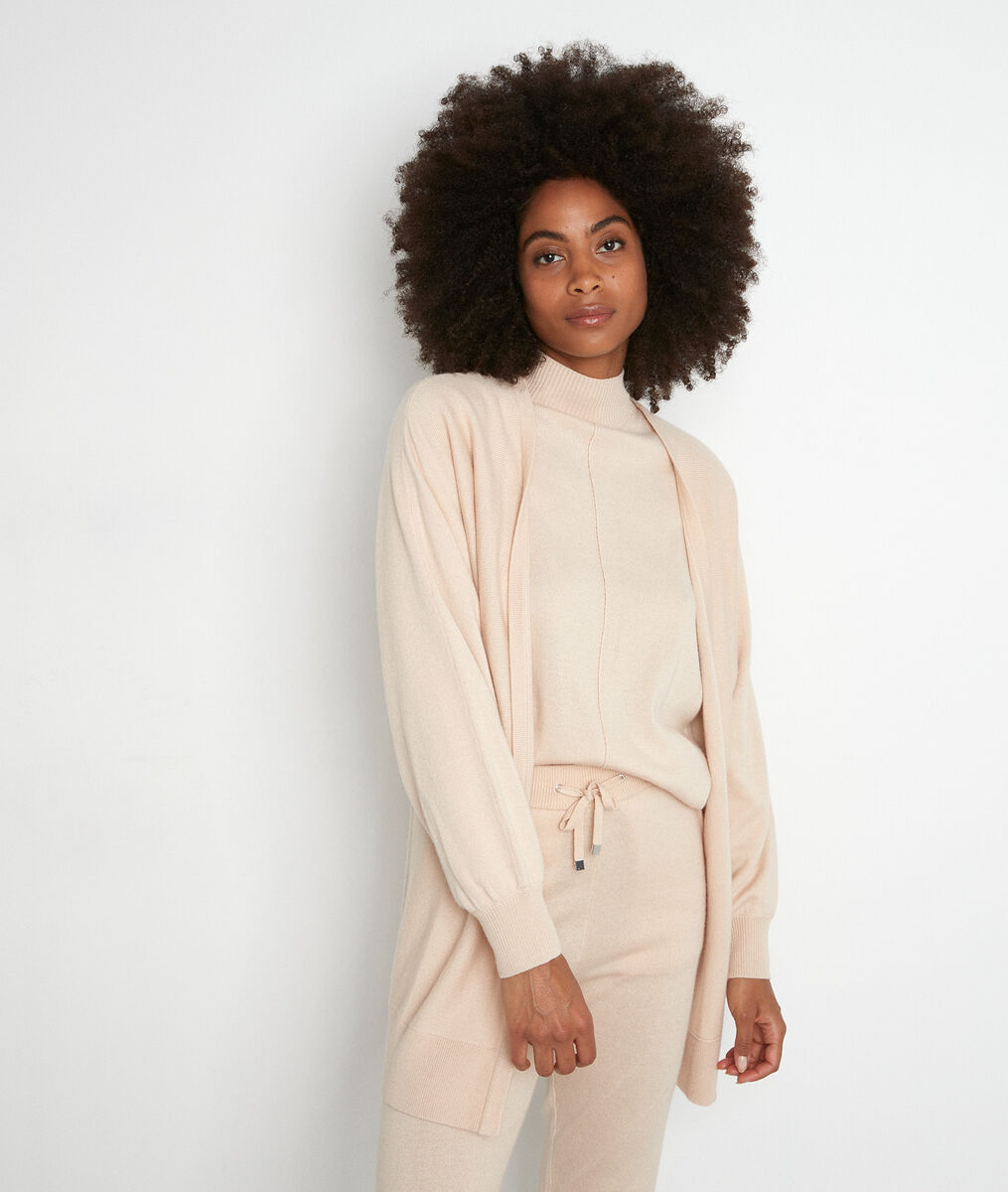 Cardigan long en maille fine beige Terence | 1-2-3 Cardigan long en maille fine beige Terence PhotoZ | 1-2-3