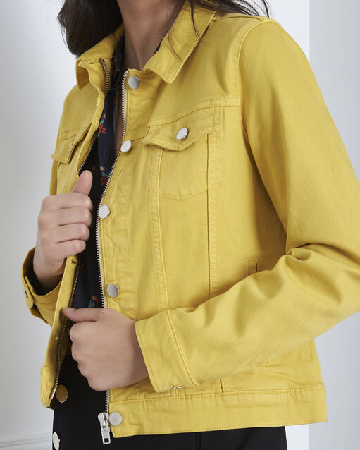 Veste jaune en jean clem bouton d`or.