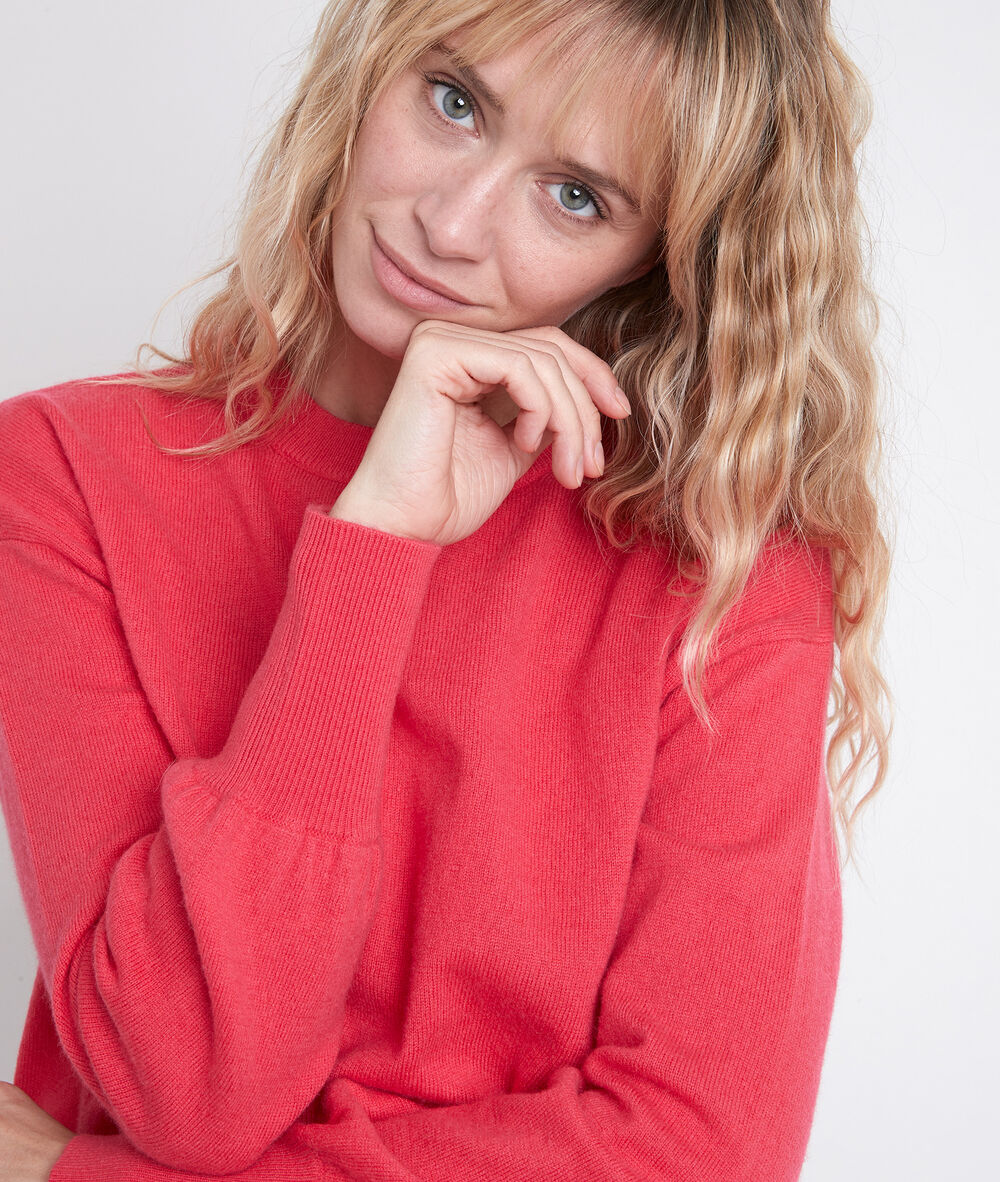 Pull en laine recyclée rose alanis fraise.