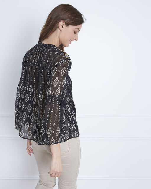 Blouse noire à motifs fantaisie victoria noir.