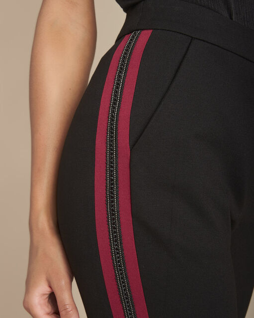 Pantalon noir milano cropped bande fantaisie elane noir.