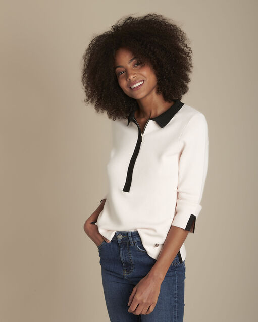 Roser milano-pullover mit polokragen formule neonrosa.