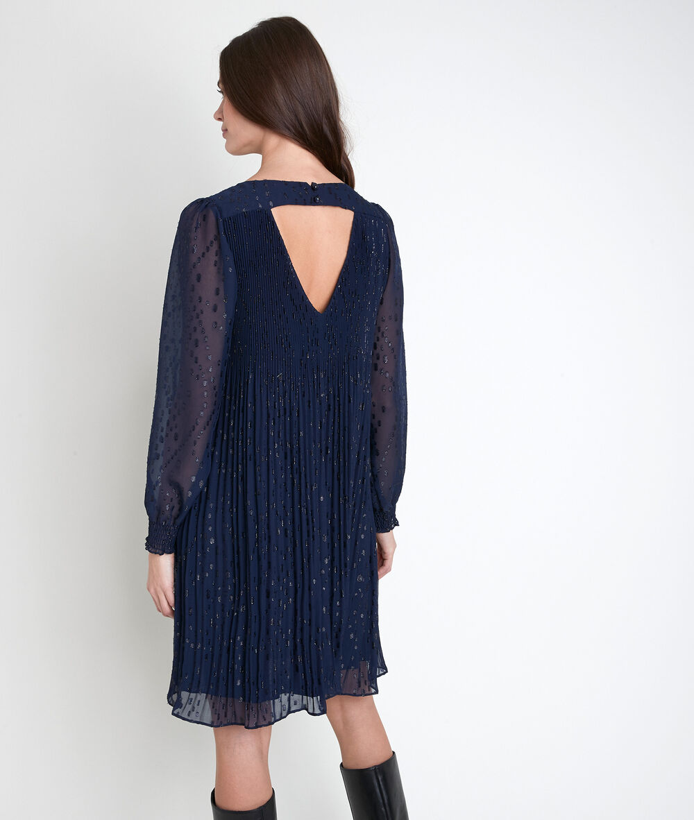 Robe plissée lurex coralia marine.