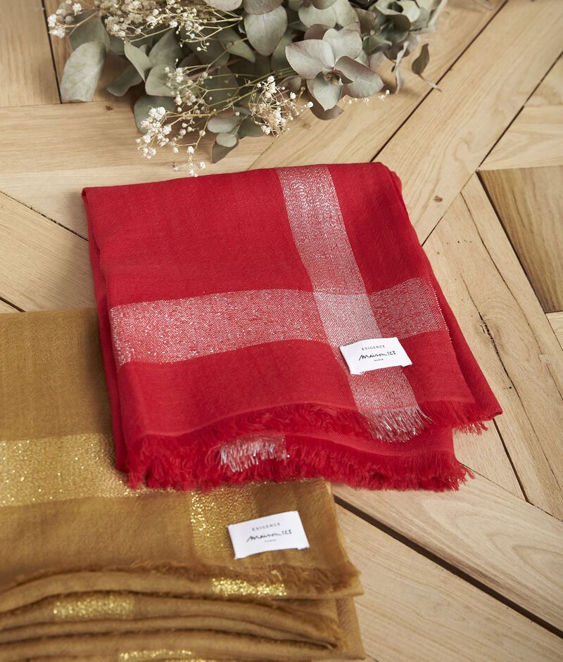 Foulard rouge brillant galet grenade.