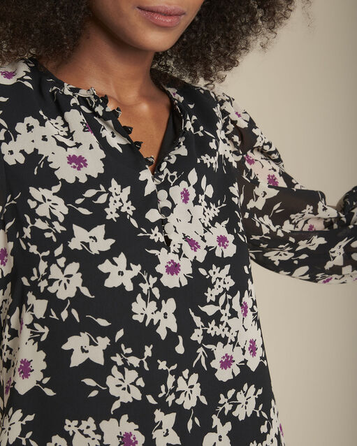 Robe droite imprimé fleuri izine noir.