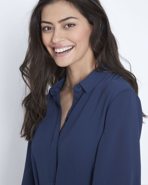 Robe marine chemise ceinturée leslie marine.