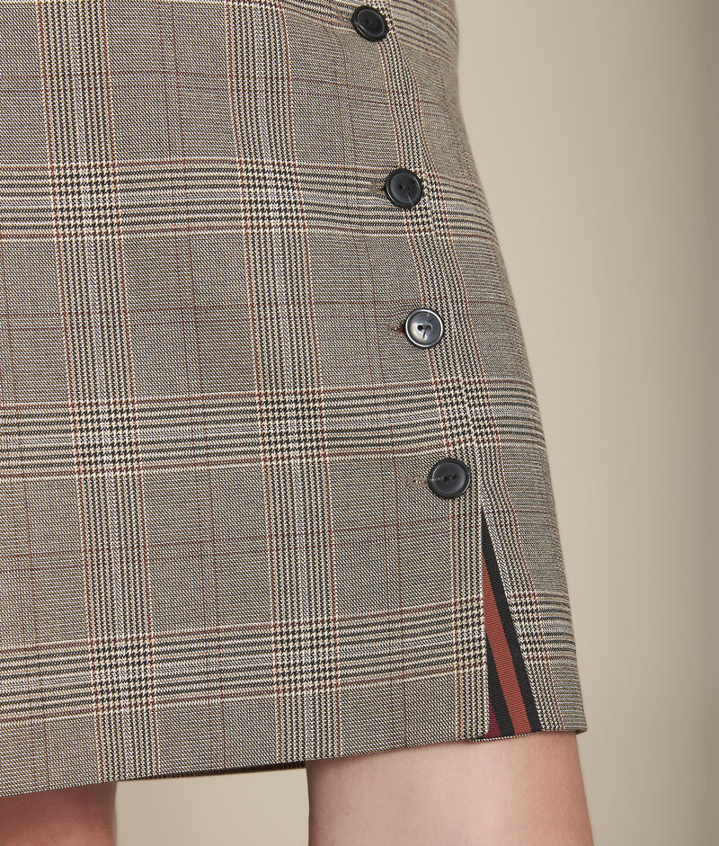Jupe droite jacquard prince de galles abel caramel.