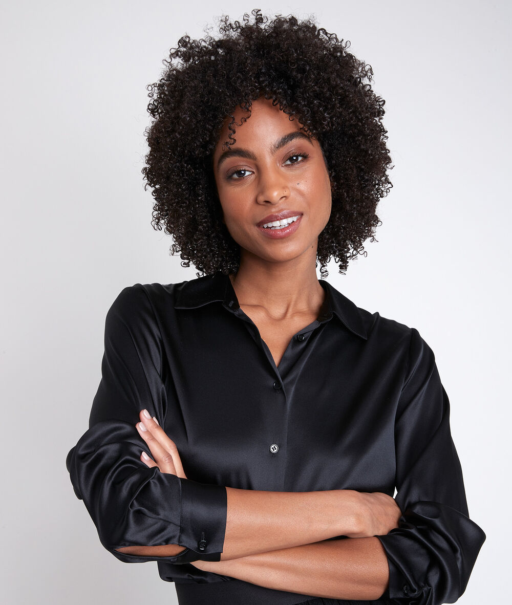 Blouse en soie mélangée noire jerry noir.