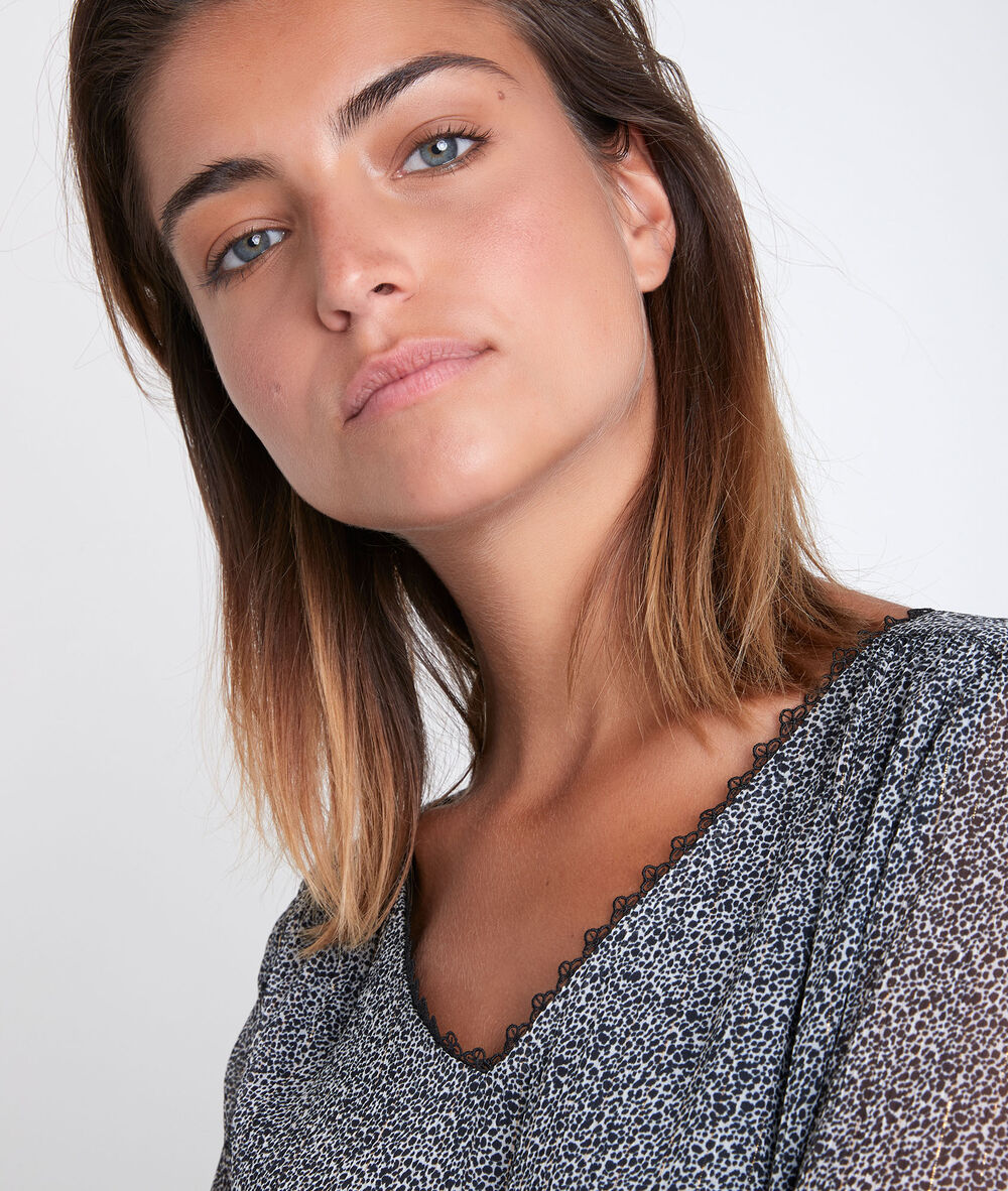 Robe imprimée lurex noce anthracite.