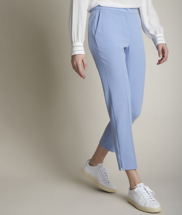 Pantalon cigarette en microfibre azur Suzanne | 1-2-3 Pantalon cigarette en microfibre azur Suzanne PhotoZ | 1-2-3