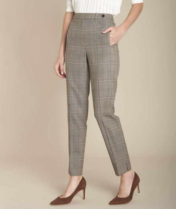 Pantalon cigarette jacquard Prince de Galles Lara | 1-2-3 Pantalon cigarette jacquard Prince de Galles Lara PhotoZ | 1-2-3