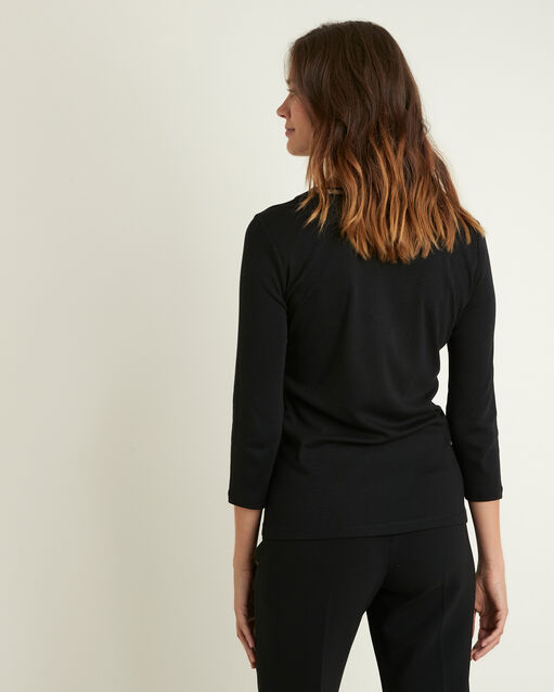 Tee-shirt noir encolure v fantaisie calypso noir.