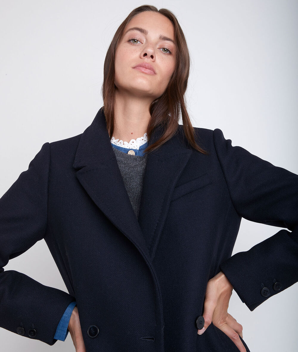 Manteau en laine recyclée marine jeff marine.