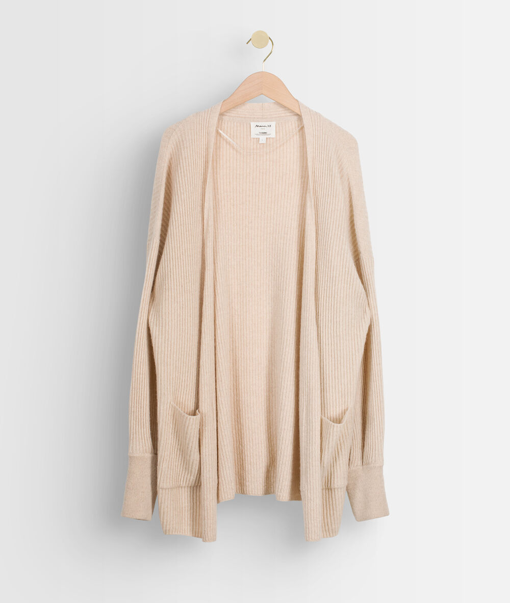 Gilet long en cachemire recyclé beige thylyan beige clair.