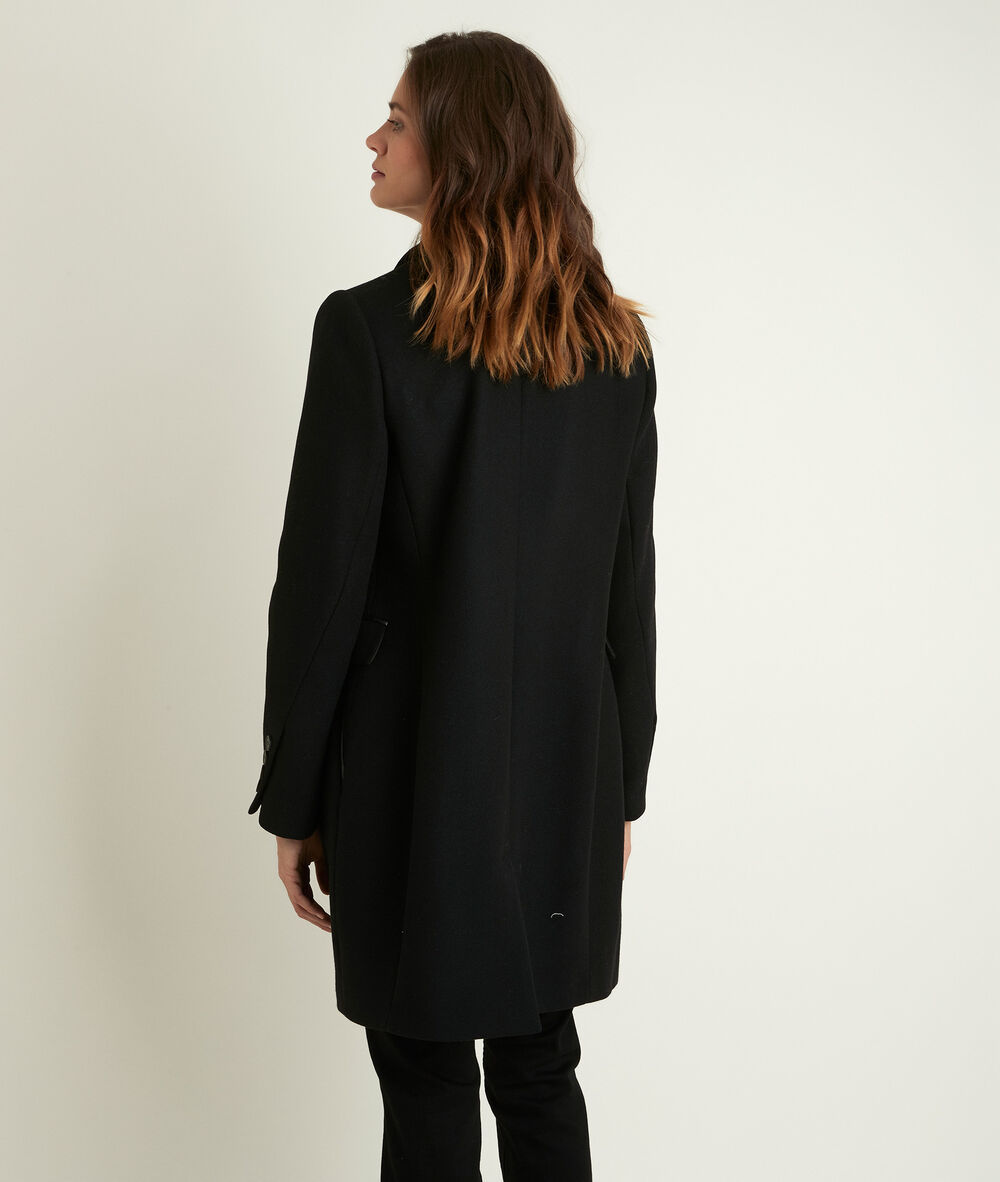 Manteau en laine recyclée noir plume bis noir.