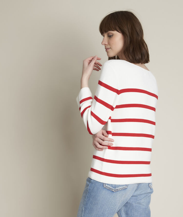 Pull ottoman rayé nacadamia fraise.