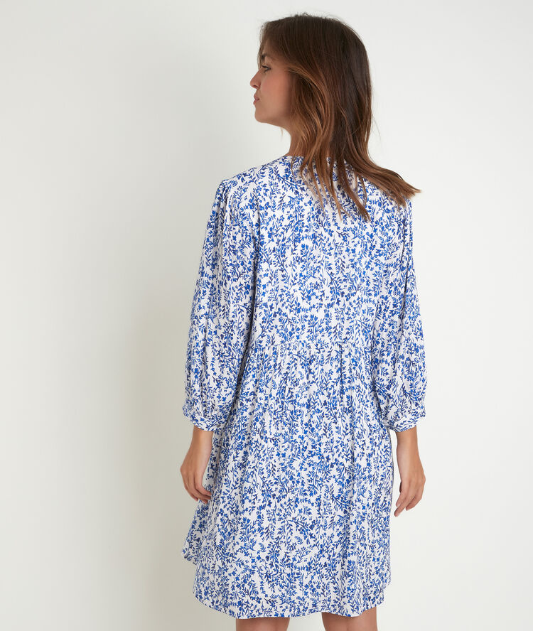 Robe imprimé fleuri calypso ecru.
