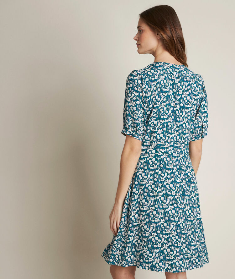 Robe imprimée constance turquoise.