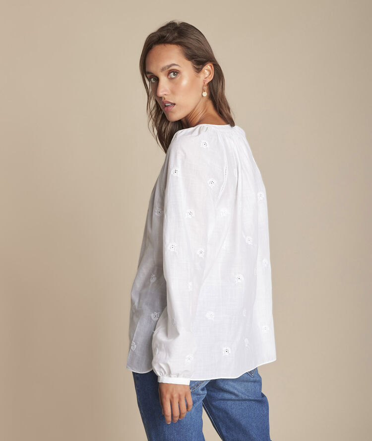 Blouse blanche en broderie anglaise maina blanc.