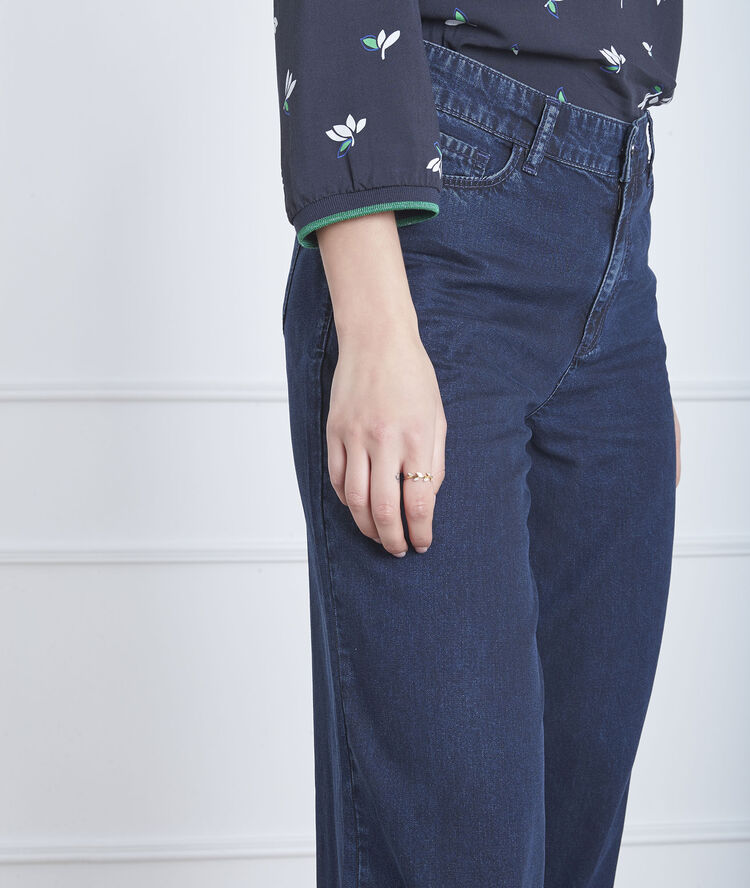 Jean flare taille haute chamade marine.