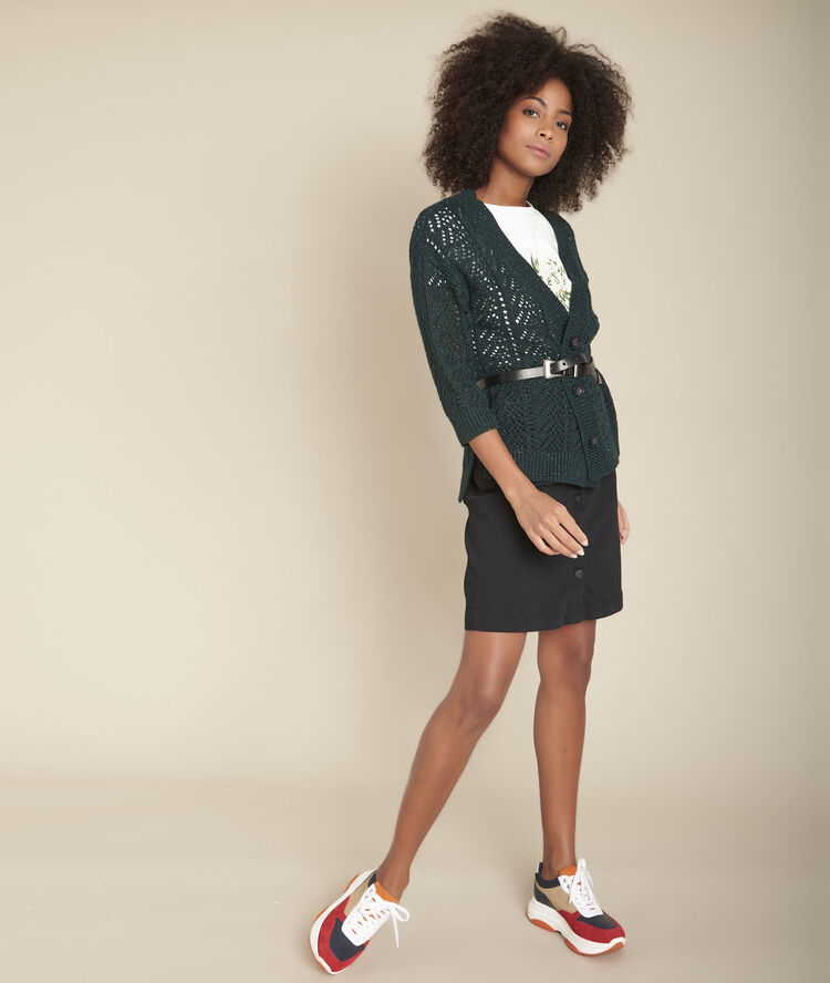 T-shirt met zeefdruk van biologisch katoen canelle ecru.