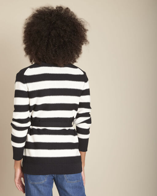 Gilet cardigan rayures fakir noir.