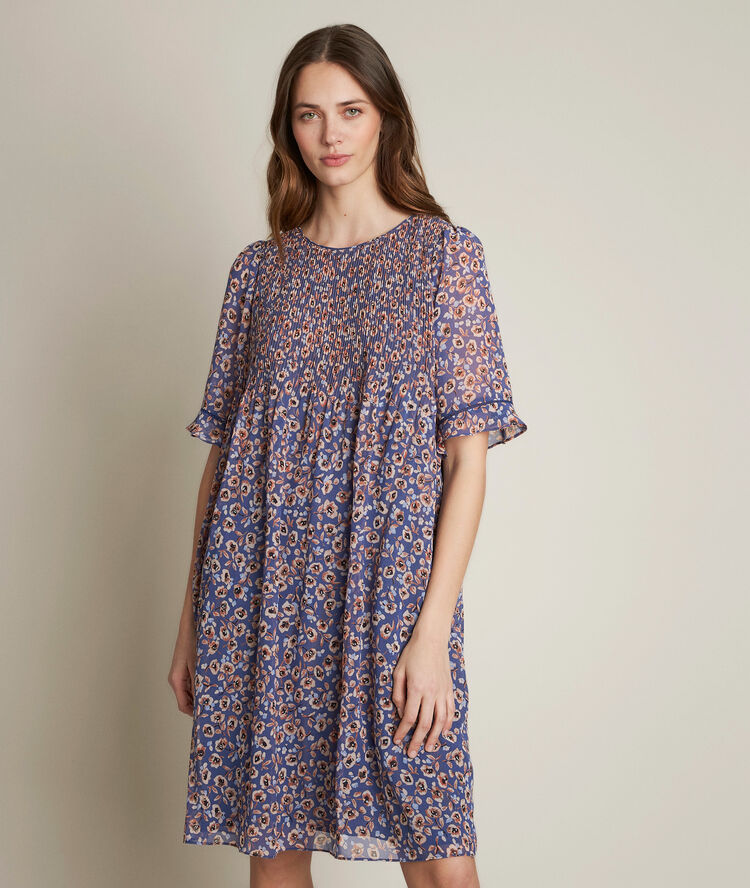 Robe pliss&eacute;e imprim&eacute;e coralia nuage.