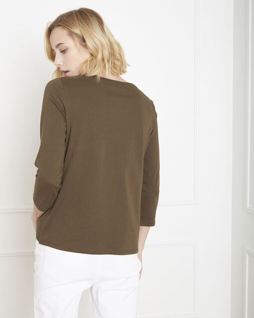 Tee-shirt kaki imprimé palme perrine kaki.
