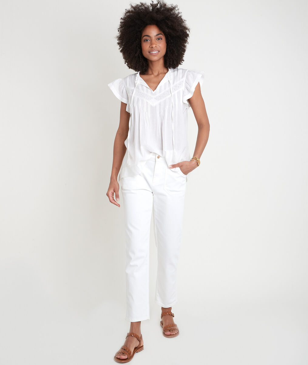 Blouse romantique brodée blanche Ambre | 1-2-3 Blouse romantique brodée blanche Ambre PhotoZ | 1-2-3