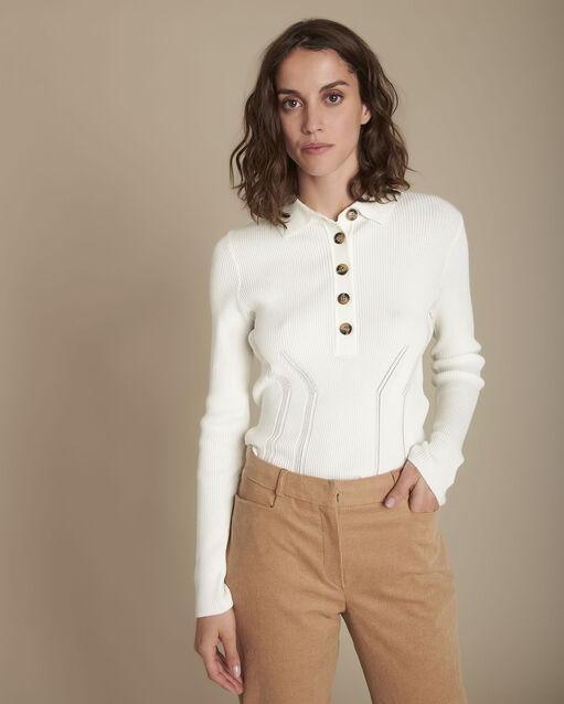 Beige Rippstrickpullover Formidable (1) - Maison 123