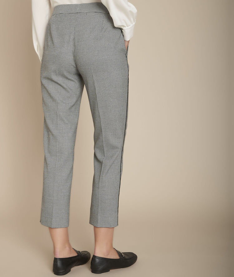 Pantalon cigarette imprimé pied de poule suzanne noir/blanc.