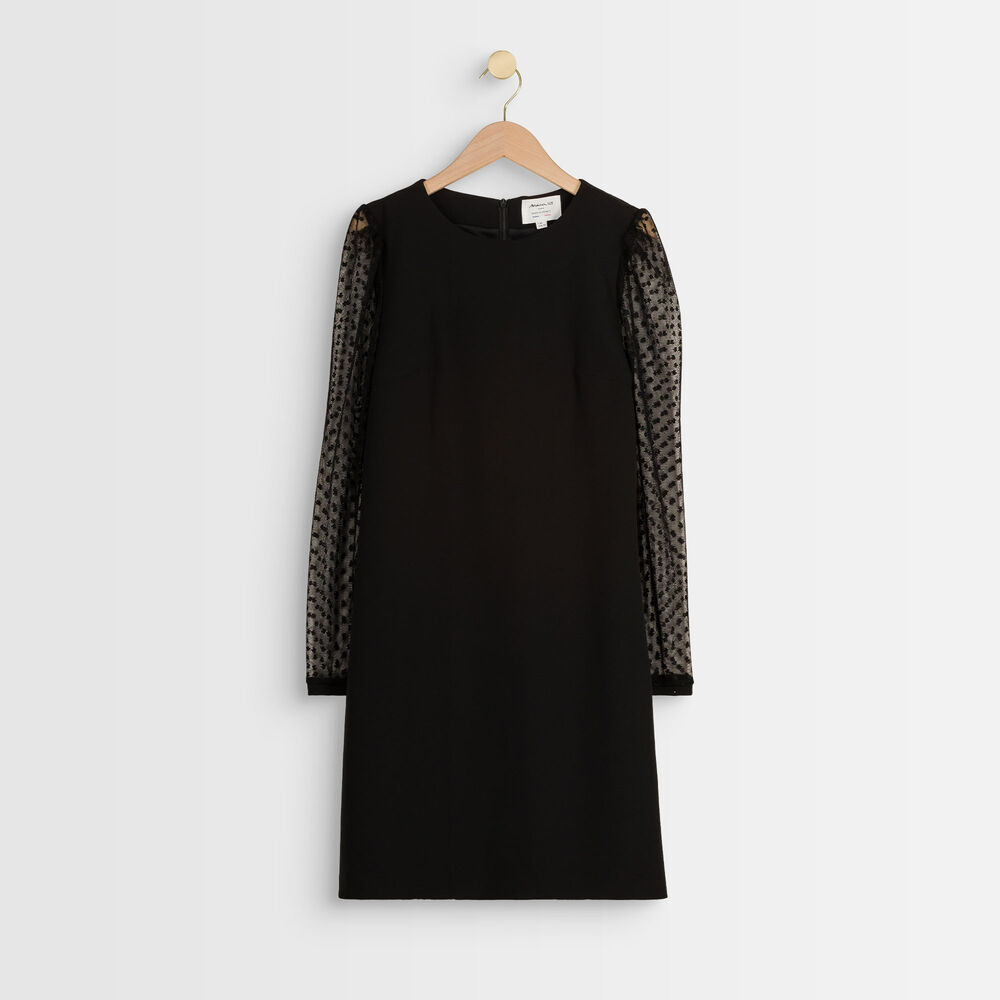 Robe droite plumetis caroline noir.