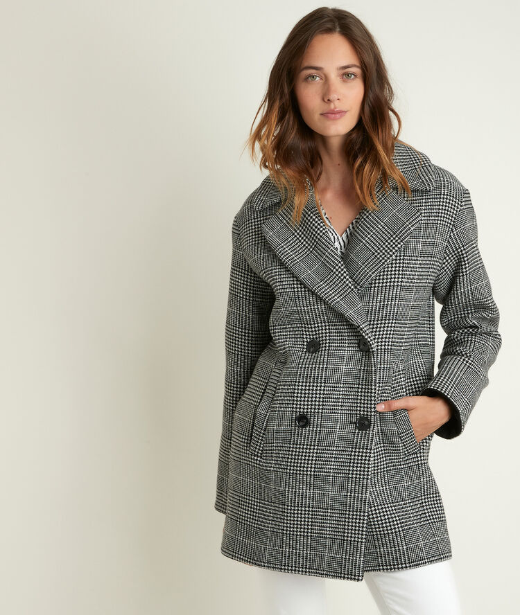 Manteau 3/4 à carreaux oprah chine clair.