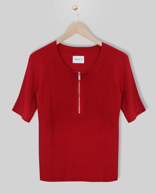 Pull rouge col rond zippé forbo grenade.