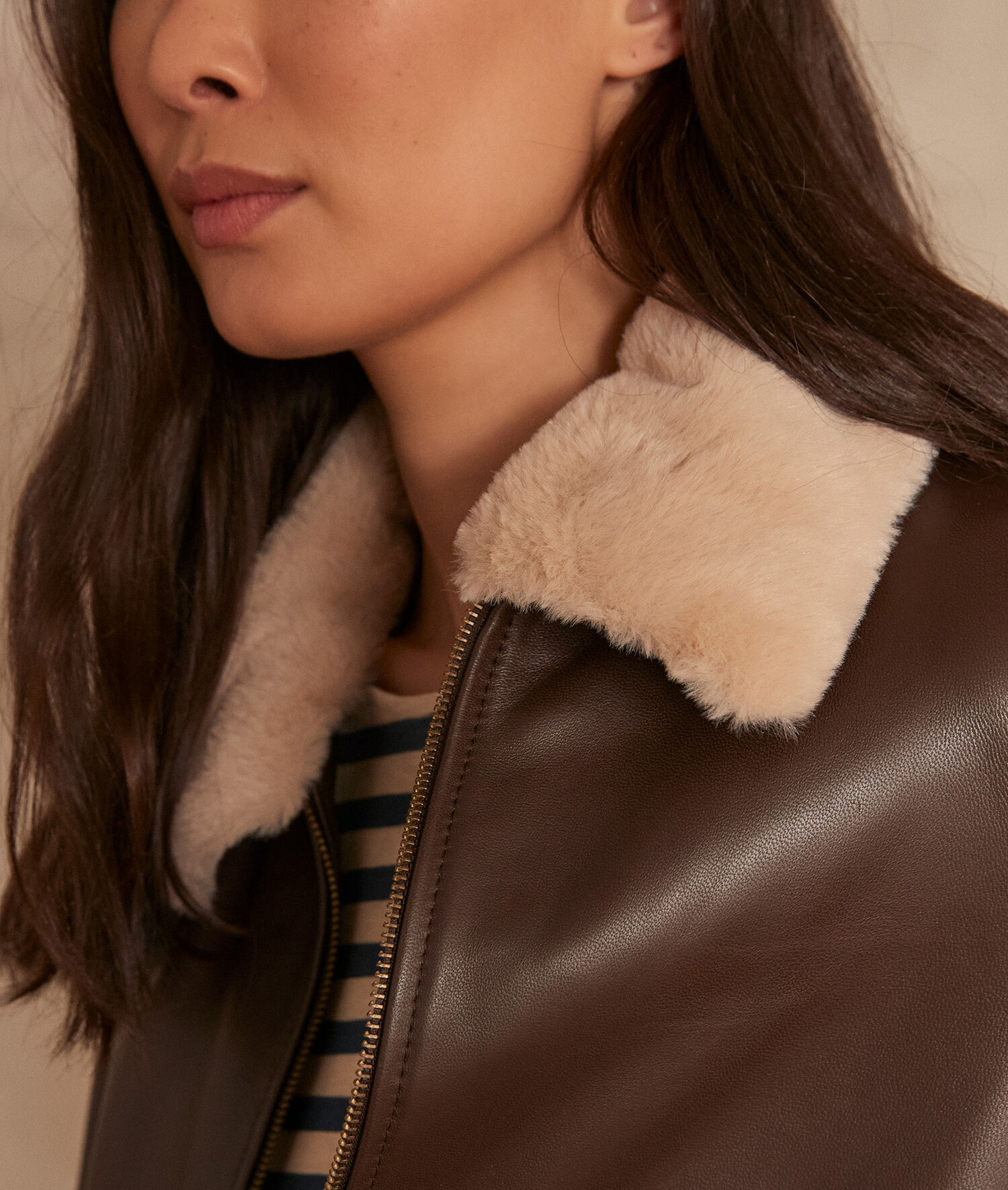 Blouson en cuir marron adam