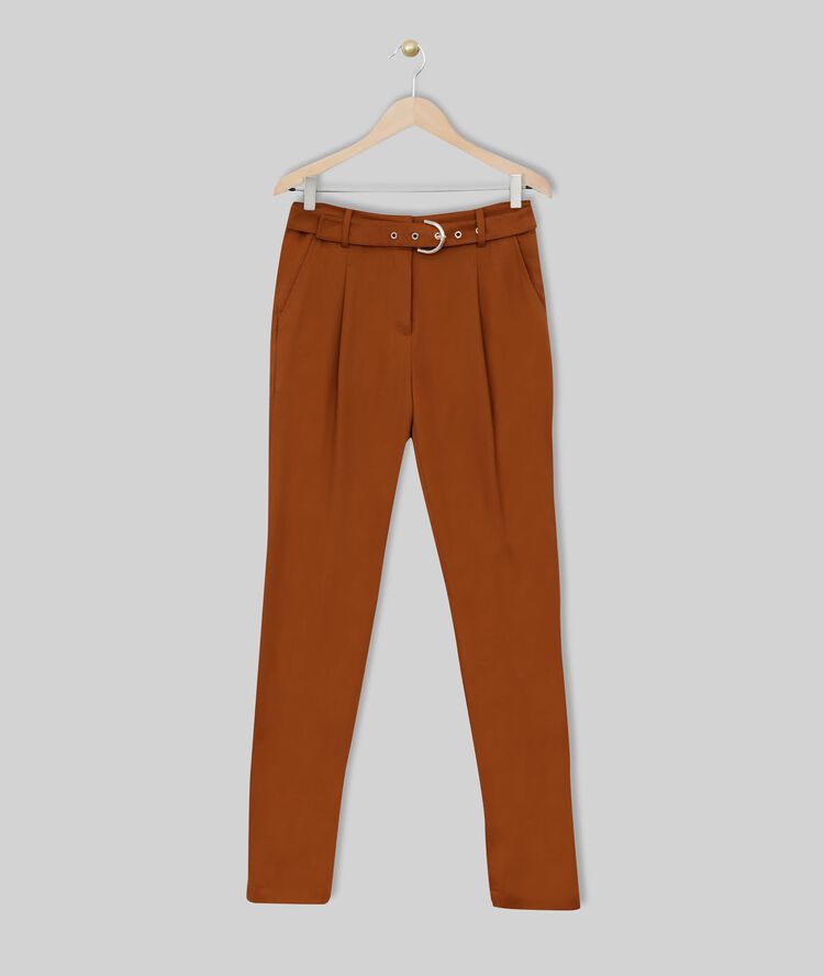 Pantalon chino en tencel caramel issel cannelle.