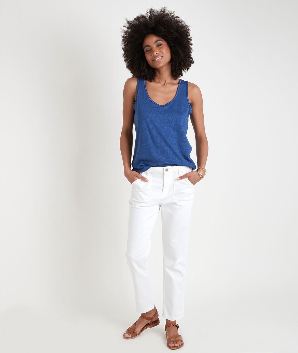 Débardeur en lin certifié bleu Emilie | 1-2-3 Débardeur en lin certifié bleu Emilie PhotoZ | 1-2-3